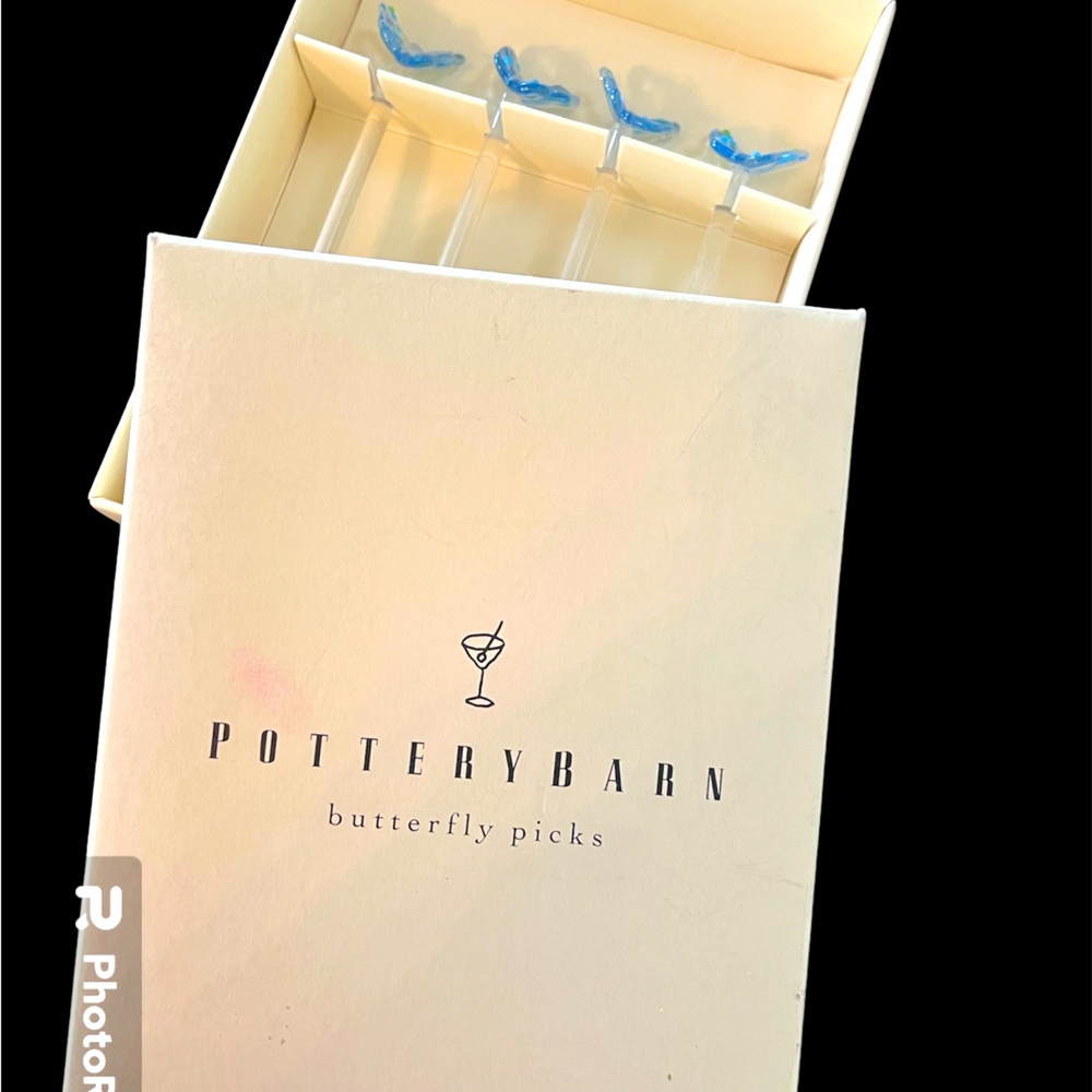 Blue Butterflies - NWOT Pottery Barn butterfly picks. Set of four.